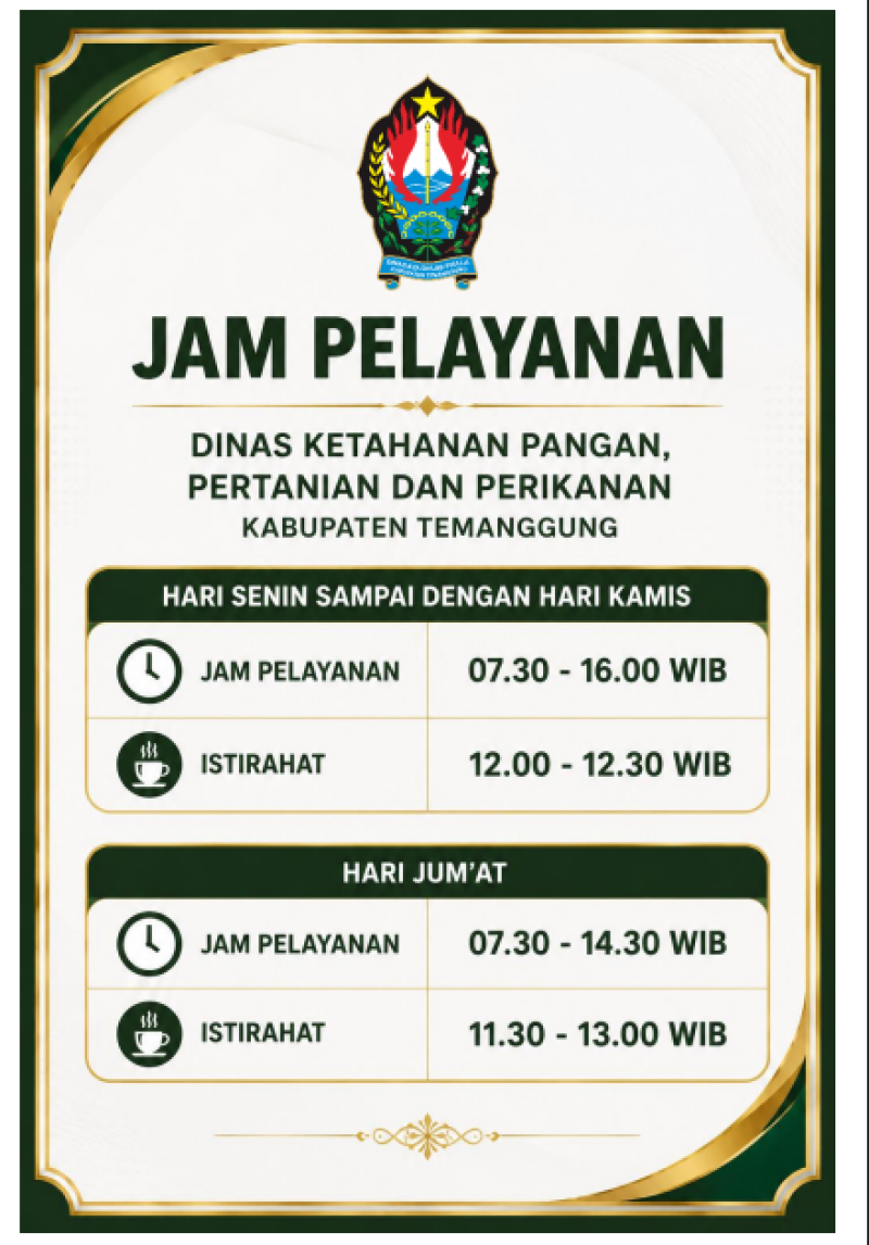 ???? INFORMASI JAM PELAYANAN DKPPP KABUPATEN TEMANGGUNG